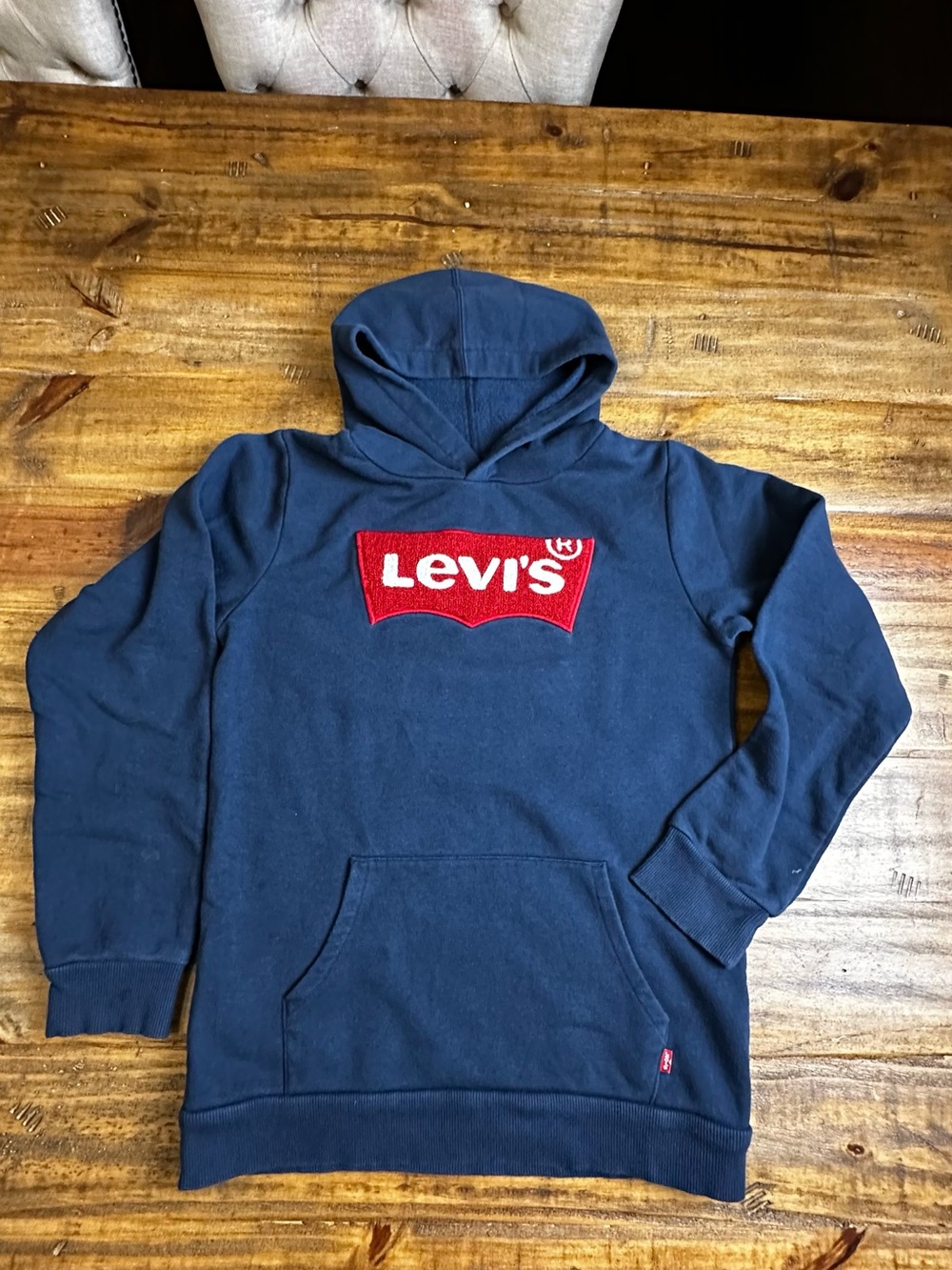 Levi's Navy Pullover Hoodie with Red Logo Patch